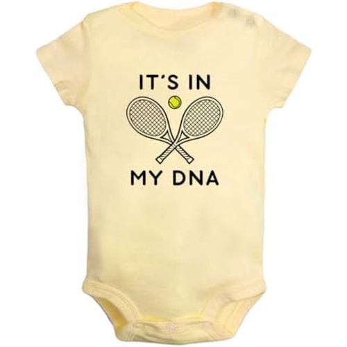 iDzn Baby Unisex Tennis Its In My DNA Funny Romper Newborn Bodysuits Infant Jumpsuit Childs Clothes Kids Graphic Outfits