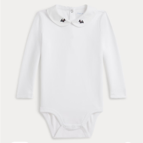 Embroidered-Collar Cotton Bodysuit