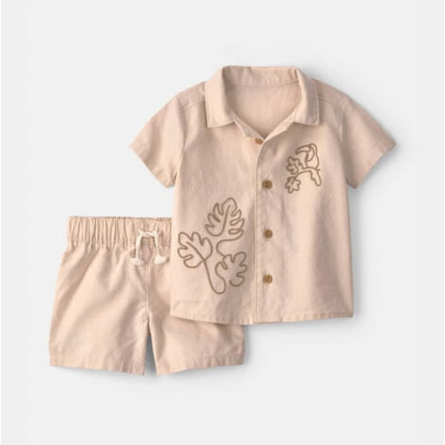 Baby Boy 2-Piece Toucan Embroidered Top & Short Set - Khaki | Carter's