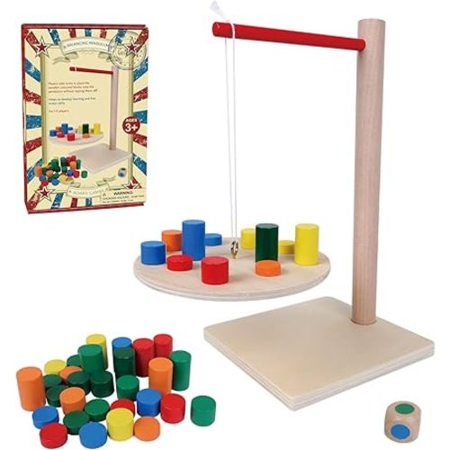 GOTHINK Wooden Balancing Pendulum Game, 42PCS Montessori Balancing Toys for Kids and Adults, Interactive Educational Toy for Children's Gift, Perfect for Parties & Travel