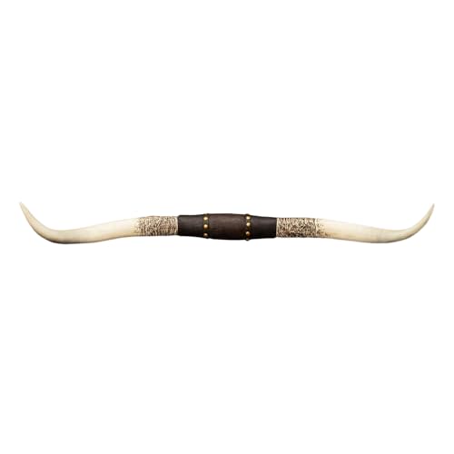 Hobby Lobby Longhorn Wall Decor, Resin, Distressed Horns, Leather Strap Design, Floral Embossing, Gold Studs, 40 inches Wide, Rustic, Country Charm