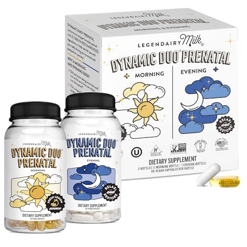 Legendairy Milk Dynamic Duo® Prenatal 2-in-1 Prenatal Vitamins for Women - Morning & Night Prenatal Vitamins with DHA and Methylated Folate - 25 Vitamins & Minerals for Every Stage, 30 Day Supply