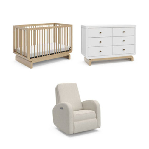 Storkcraft Santorini 5-In-1 Convertible Crib, Santorini 6 Drawer Dresser, And Santa Monica Power Recliner & Reviews | Wayfair