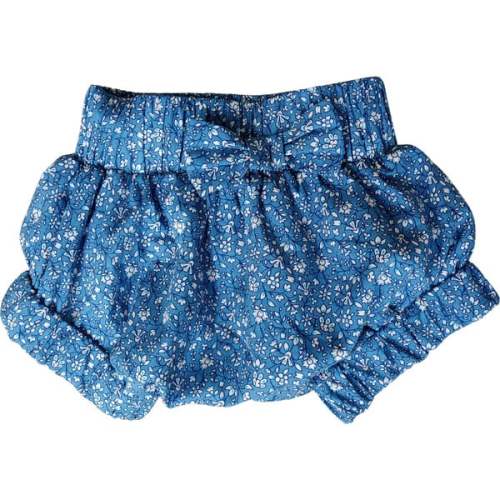 Baby Girls Claire Floral Print Bow Front Elastic Waist Bloomers, Blue - Maddie & Connor | Maisonette