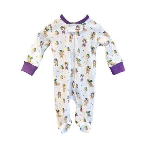 Lulu Bebe Mardi Gras Pup Pima Footies – zukababy
