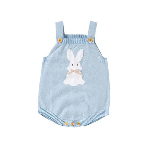 Knitted Bunny Baby Romper – Soft Cotton Spring & Autumn Outfit (0–24M)