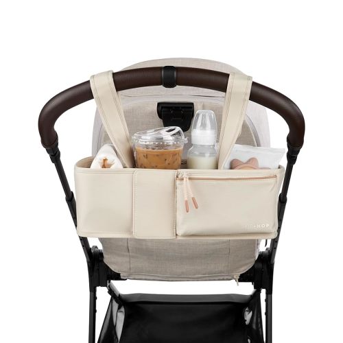 Skip Hop Ultimate Stroller Organizer Universal Fit with Adjustable Straps, Magnetic Flaps and Convertible Design That fits 40 oz. Tumblers, Oat