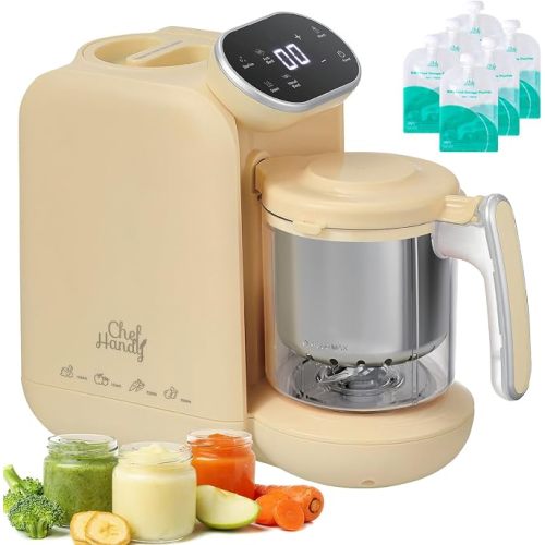 Baby Food Maker with Stainless Steel Basket, Food Processor, Steam & Blend