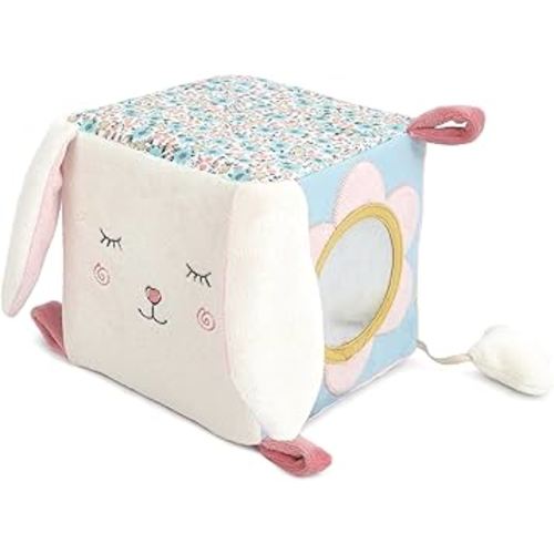 MON AMI Bunny Activity Cube for Toddlers – 5.5x5.5x5.5”, Montessori Toys for Babies & Toddlers 6+ Months, Sensory Interactive Learning Toys