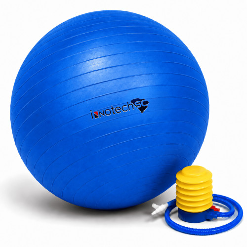 Innotech Extra Thick Exercise Yoga Ball 75cm - Anti-Burst Stability Ball, Fitness and Balance Ball for Core Workouts, Pregnancy and Office Sitting - Blue