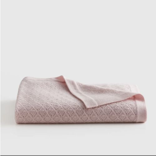 Washable Cashmere Pointelle Baby Blanket in pink