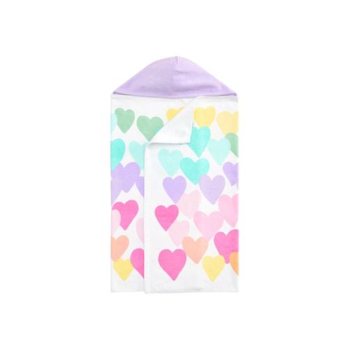 Rainbow Heart Baby Beach Hooded Towel UPF 50+