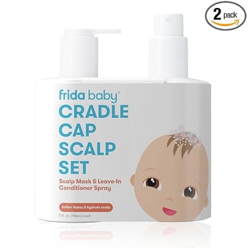 Frida Baby Cradle Cap Treatment, Cradle Cap Shampoo for Babies + Flake Fixer Scalp Spray, Cradle Cap Kit Soothes Baby's Scalp, Prevents Dryness and Flakes