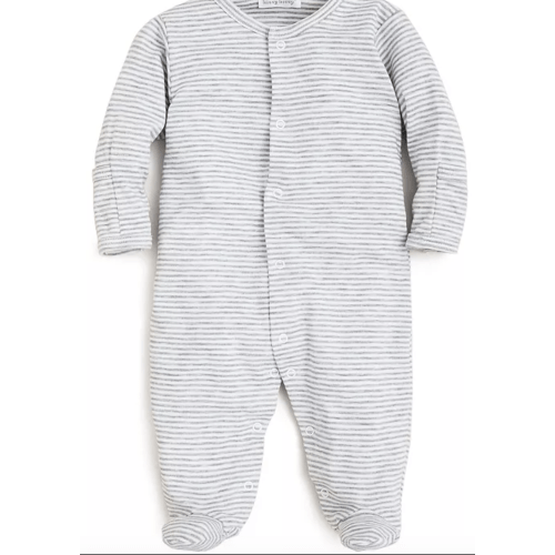 Kissy Kissy Essential Striped Footie, Gray (6-9M)