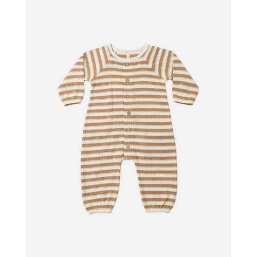 Waffle Long Sleeve Jumpsuit Spice Stripe – Quincy Mae