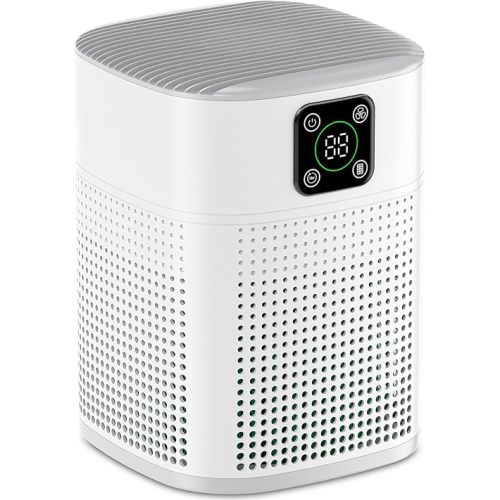Air Purifiers for Bedroom, Honeyuan H13 HEPA Air Purifier for Home Large Room 1095 sqft, Air purifiers with 360°Air Intake, 3 Fan Speeds, 3-Stage Filtration, White