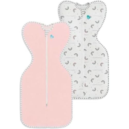 Love to Dream Swaddle UP Original 1.0 TOG Baby Sleep Sack Bundle, Small 8-13 lbs – Dusty Pink & Rainbow Dream, Arms-Up Self-Soothing Swaddles (2-Pack)