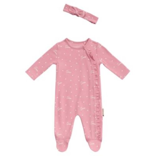 Baby Girls Long Sleeve Printed Footie Coverall and Headband Set