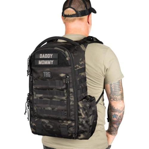 Tactical Baby Gear Daypack Tactical Diaper Bag Backpack for Dads - MOLLE compatible, Built-in Changing Mat, Stroller Straps (Multicam Black 4th Gen)