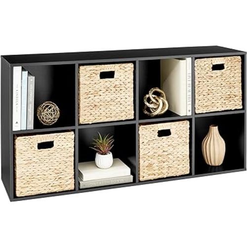 Best Choice Products 8-Cube Storage Organizer, 11in Shelf Opening, Bookcase, Display Shelf, Customizable w/ 3 Removable Back Panels – Black