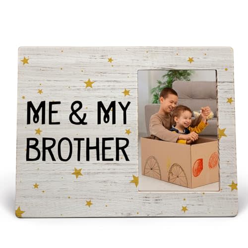 MAQIKA Me and My Brother Picture Frame, Baby Picture Frame, Baby Boy Gifts, Love Photo Frames for Older Brother, Kids Wood Photo Frame for 4x6 Photos
