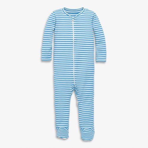 Primary Kids Baby Organic Zip Footie In Stripe