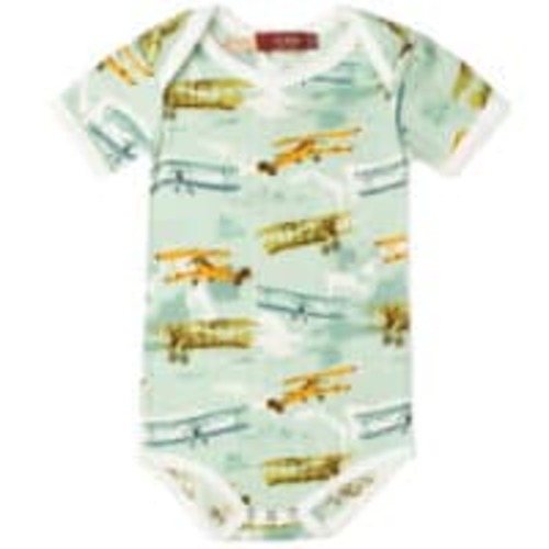 Vintage Planes Organic Cotton Short Sleeve One Piece | MILKBARN Kids | Organic and Bamboo Baby Clothes and Gifts