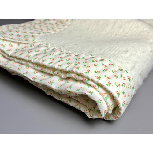 vintage Curity baby blanket, white blanket with floral edge