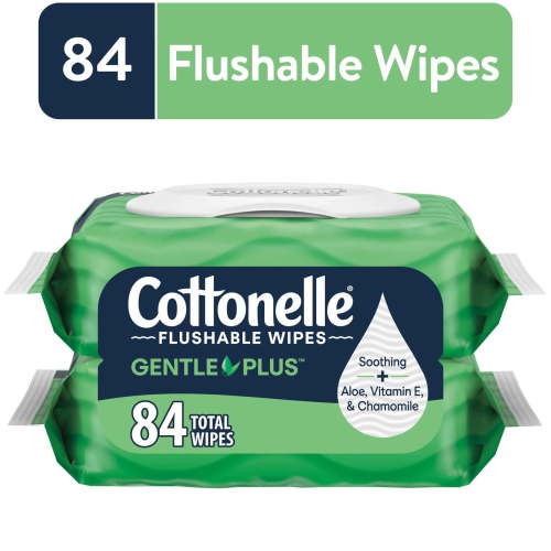 Cottonelle Gentle Plus Wet Disposable Adult Wipes, 2 Flip-Top Packs