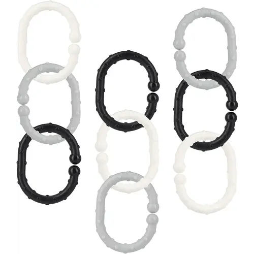 Nuby Linkables, Black, Grey, and White Attachable Links for Strollers, Car Seats, and Travel