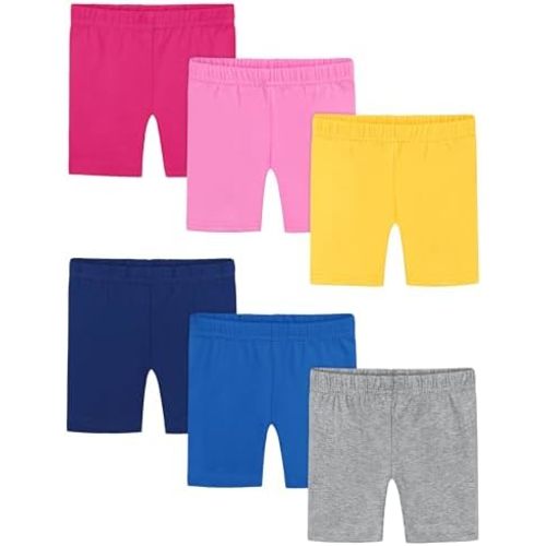 Poroka 6 Pack Baby and Toddler Girls Bike Shorts Soft Girls Summer Dancewear Shorts Solid Tumbling Safety Short for Kids