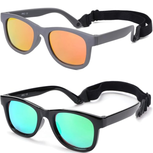 COASION Bendable Flexible Polarized Newborn Baby Sunglasses with Strap for Infant Boys Girls Age 0-12 Months CA8042