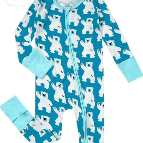 Teach Leanbh Unisex Baby Bamboo Viscose Pajamas with Mittens and Feet Cuffs Soild Printing 2 Way Zipper Long Sleeve Romper