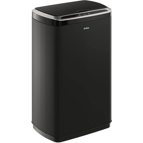 Kraus GarbagePro Rectangular 13 Gallon Hands-Free Motion Sensor Trash Can Battery Operated in Matte Black Finish with SoftShut Touchless Lid, KTCS-10MB