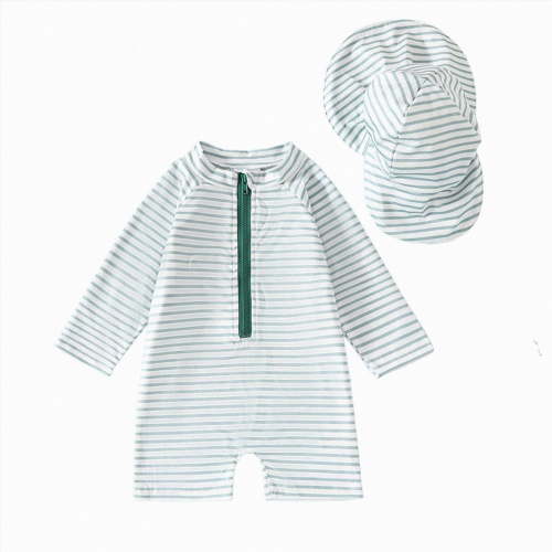 Hessimy Baby Boys Swim Set - Swim Shirt Graphic Tees & Board Shorts - Infant Toddler Little Boys Swimsuit(Light Green,6-12 Months)