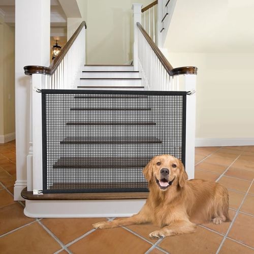 Cupount Dog Screen Mesh Gate for Stairs Pet Gates for The House: for Doorways Stairways Indoor 29 inches Tall, 38 inch Wide, Fits 32-35 inch Openings
