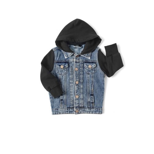 Baby Hooded Denim Jacket - Black