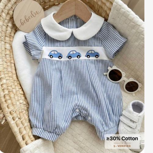 Baby Boy Cartoon Car Pattern Collared Short Sleeve Romper & Shorts Set | SHEIN USA