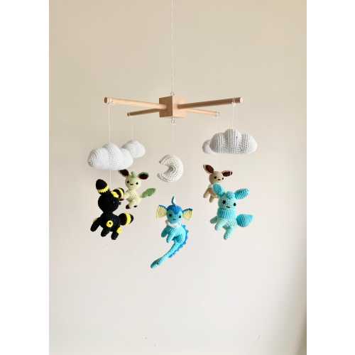 Crochet Characters baby mobile, handmade baby nursery, baby mobile crib, baby shower gift