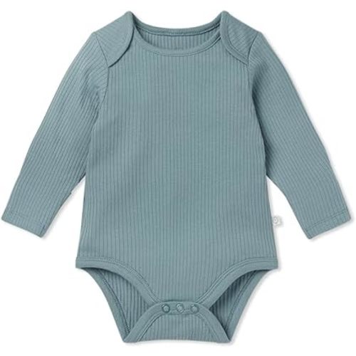 MORI Baby Unisex Long Sleeve Bodysuit with Envelope Neck - Comfortable Fit Casual Toddler Romper for Boys and Girls