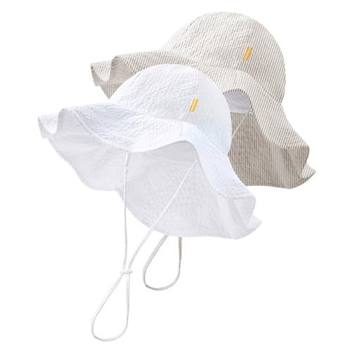HONGTEYA Baby Sun Hat Toddler Girls Boys Infant Beach Outdoor Summer Hat Stripe Wide Brim Sun Protection