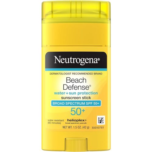 Neutrogena Beach Defense Sunscreen Stick SPF 50 Broad Spectrum UVA UVB Protection Lightweight Water Resistant up to 80 Minutes No-Mess Beach-Strength Sun Protection for Whole Family, 1.5 oz