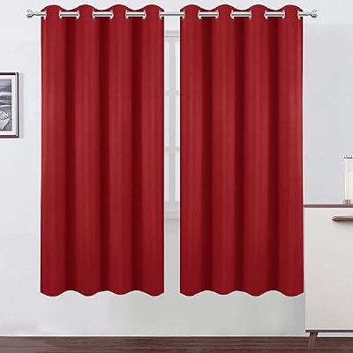 LEMOMO Red Blackout Curtains/52 x 72 Inch/Set of 2 Panels Room Darkening Curtains for Bedroom