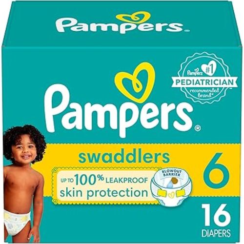 Pampers Baby Diapers - Swaddlers - Size 6, 16 Count, Ultra Absorbent Disposable Infant Diaper