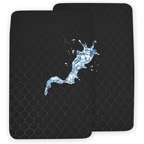 david's kids 2 Pack 38''x25'' Waterproof Mini Crib Mattress Protector, Fitted Pack N Play, Playard and Mini Crib Mattresses, Ultra Soft Breathable Pad Cover for Boys Girls Neutral, Black