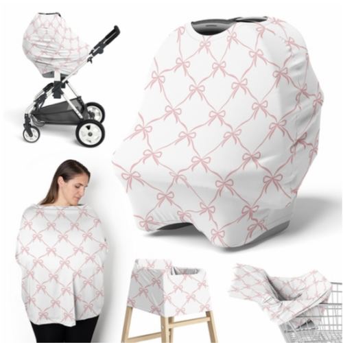 Ballerina and Ballet Bows Collection Multi Use Baby Car Seat and Nursing Cover