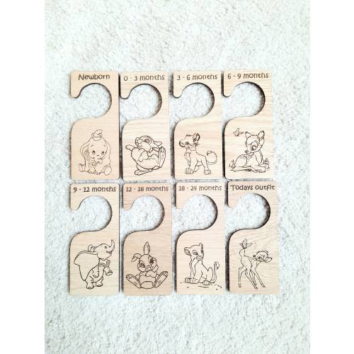Disney baby closet dividers x 8 Wooden nursery hangers for newborn baby shower gift for baby clothes