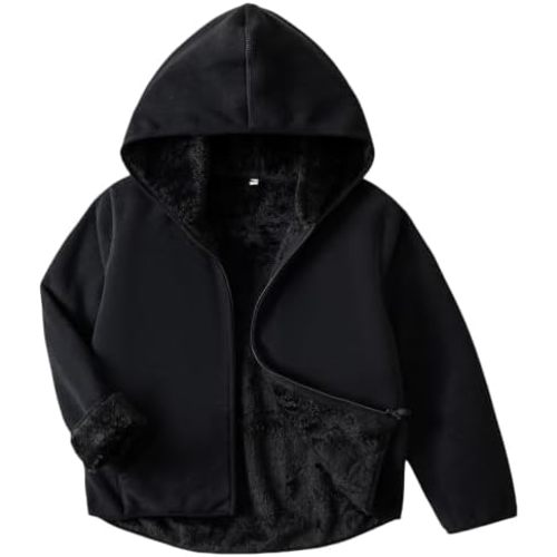 Boys Girls Polar Fleece Jacket with Hood Toddler Coat 2-12 Years