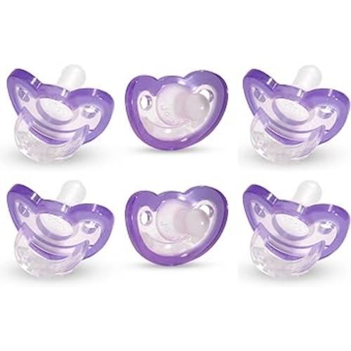 RaZbaby Jollypop Pacifier for Newborns & Up, USA Made, Natural Shaped Orthodontic Binky, Lovingly Shared in NICUs & Hospitals Worldwide, Medical-Grade 100% BPA-Free - 0-3 Months, 6 Pack - Lavender