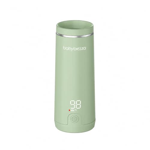 Baby Brezza Portable Baby Bottle Warmer - Breastmilk + Formula Safe, Green | 3x Faster Travel Warming, Up to 8 Bottles with 4 Temp Settings, No Bottle Adapters + Safe, Even Heating, Dishwasher Safe